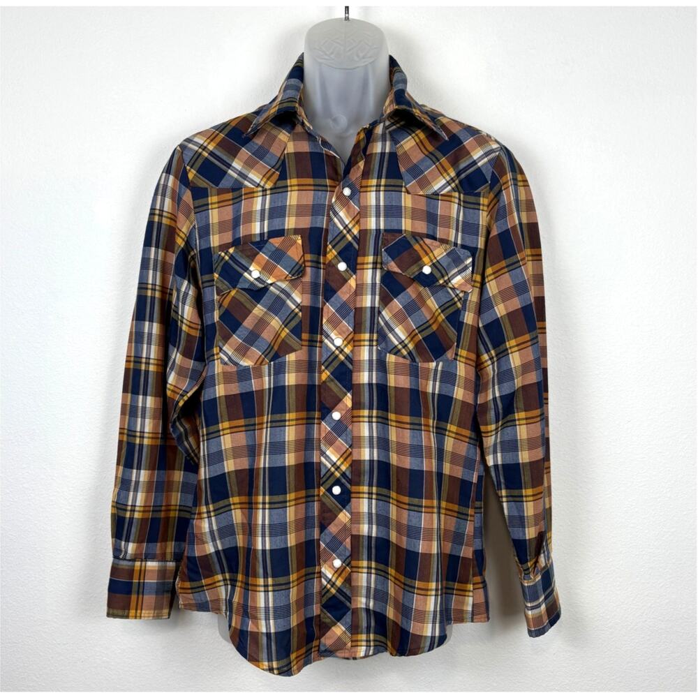 Vintage MR. LEGGS Plaid Flap Pockets Pearl Snap Cowboy Rockabilly Plaid Shirt M